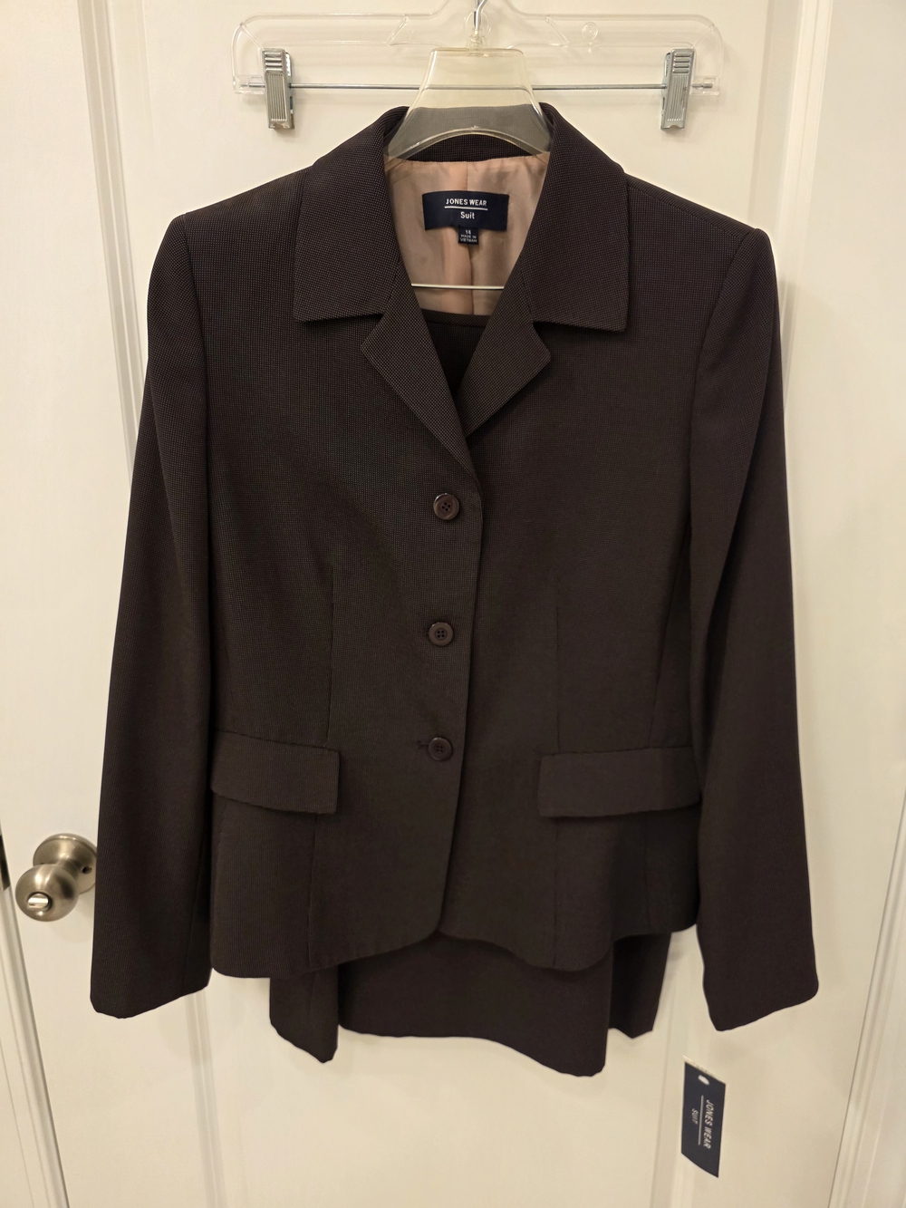 Jones Wear Dark Brown Tailored Skirt Suit